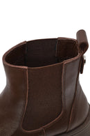 Woman Brown Thick-Soled Leather Chelsea Boots | Derimod