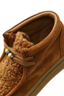 Women's Tan Lace-Up Thick Sole Suede Leather Teddy Boot | Derimod