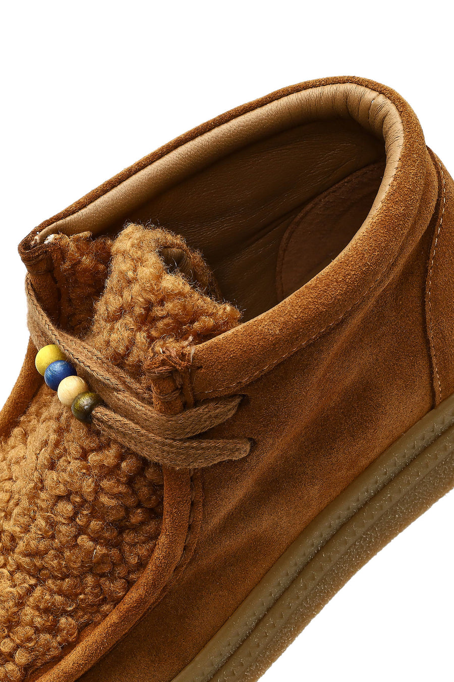 Women's Tan Lace-Up Thick Sole Suede Leather Teddy Boot