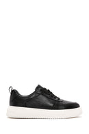 Men's Black Lace-up Thick-Sole Leather Sneaker | Derimod