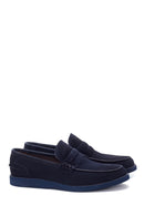 Men's Navy Blue Suede Leather Loafer | Derimod
