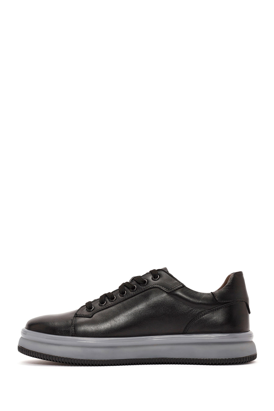 Men's Black Lace-up Leather Sneaker