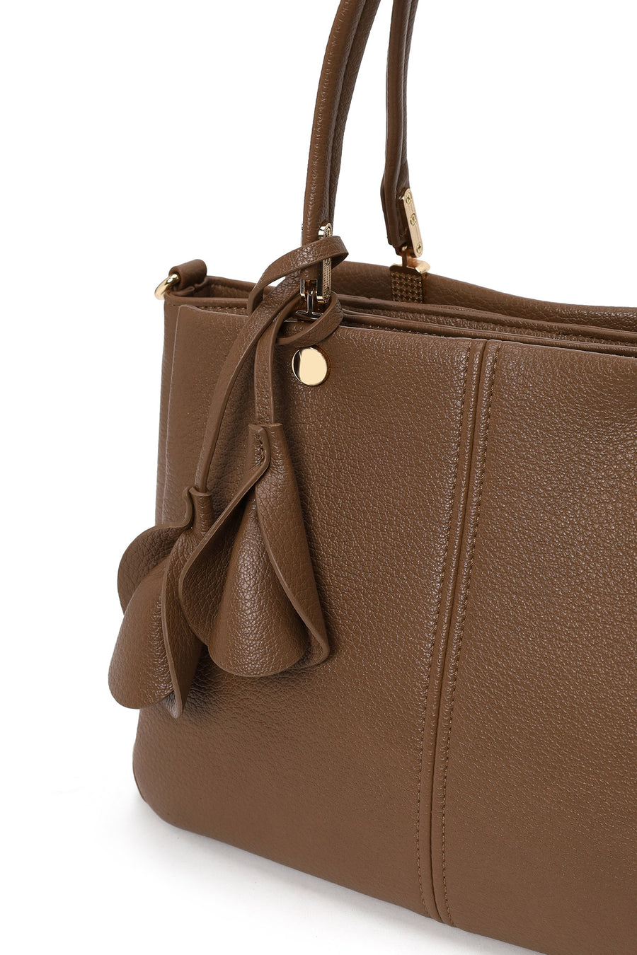 Woman Brown Long-Strap Charmed Shoulder Bag