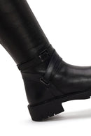 Woman Black Zip Closure Leather Boots | Derimod