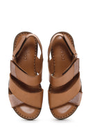 Women's Tan Ankle Strap Leather Comfort Sandals | Derimod