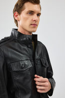 Alvarez Men's Black Leather Coat | Derimod