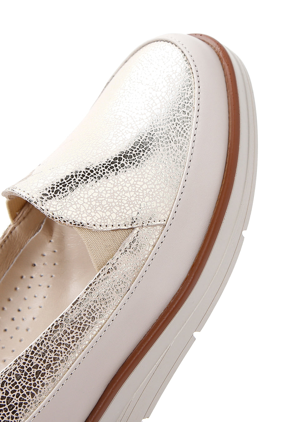 Kadın Bej Deri Comfort Loafer