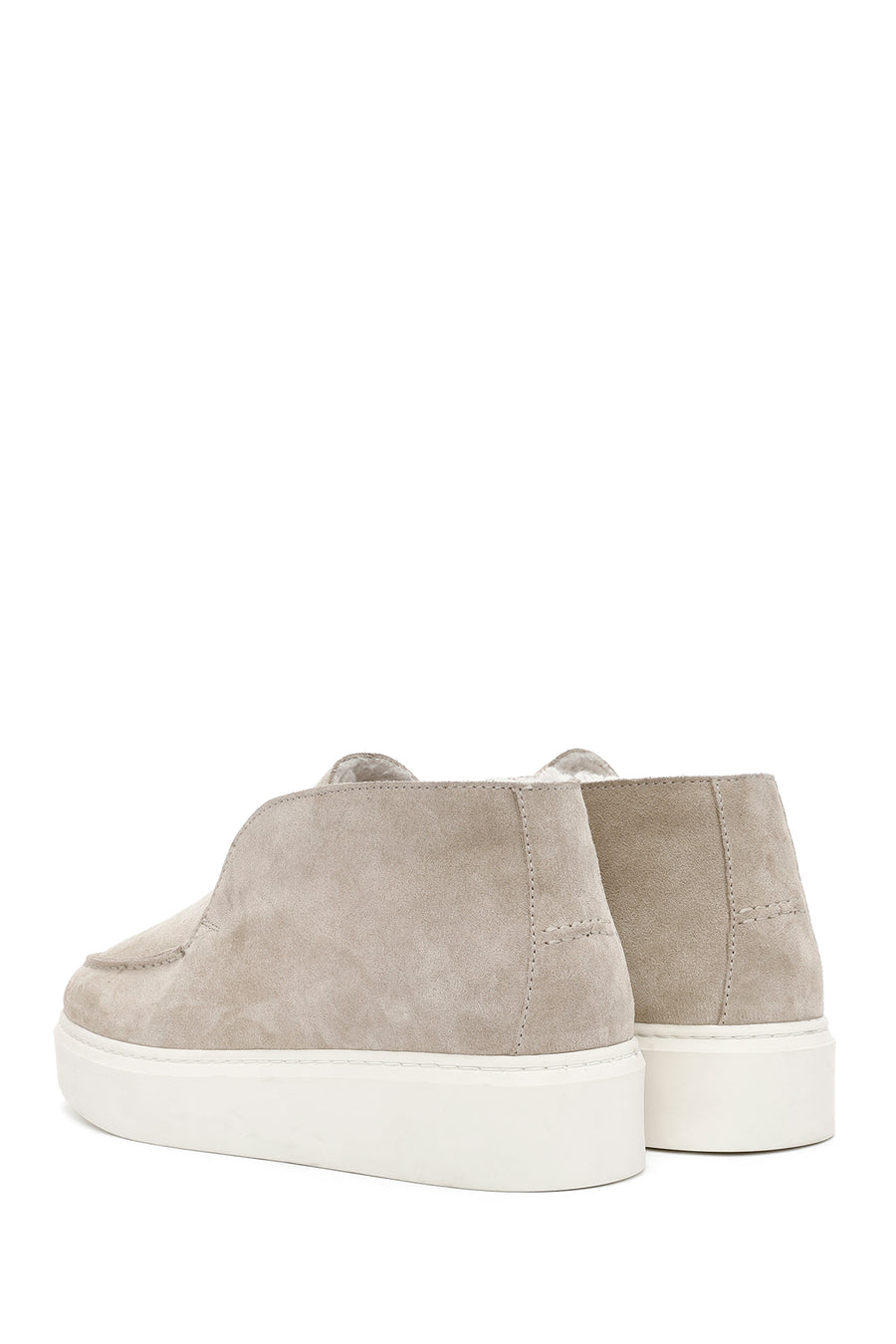 Women's Beige Thick-Soled Suede Leather Ankle Boots