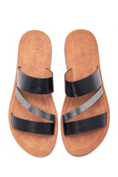 Women's Black Stone Slippers | Derimod