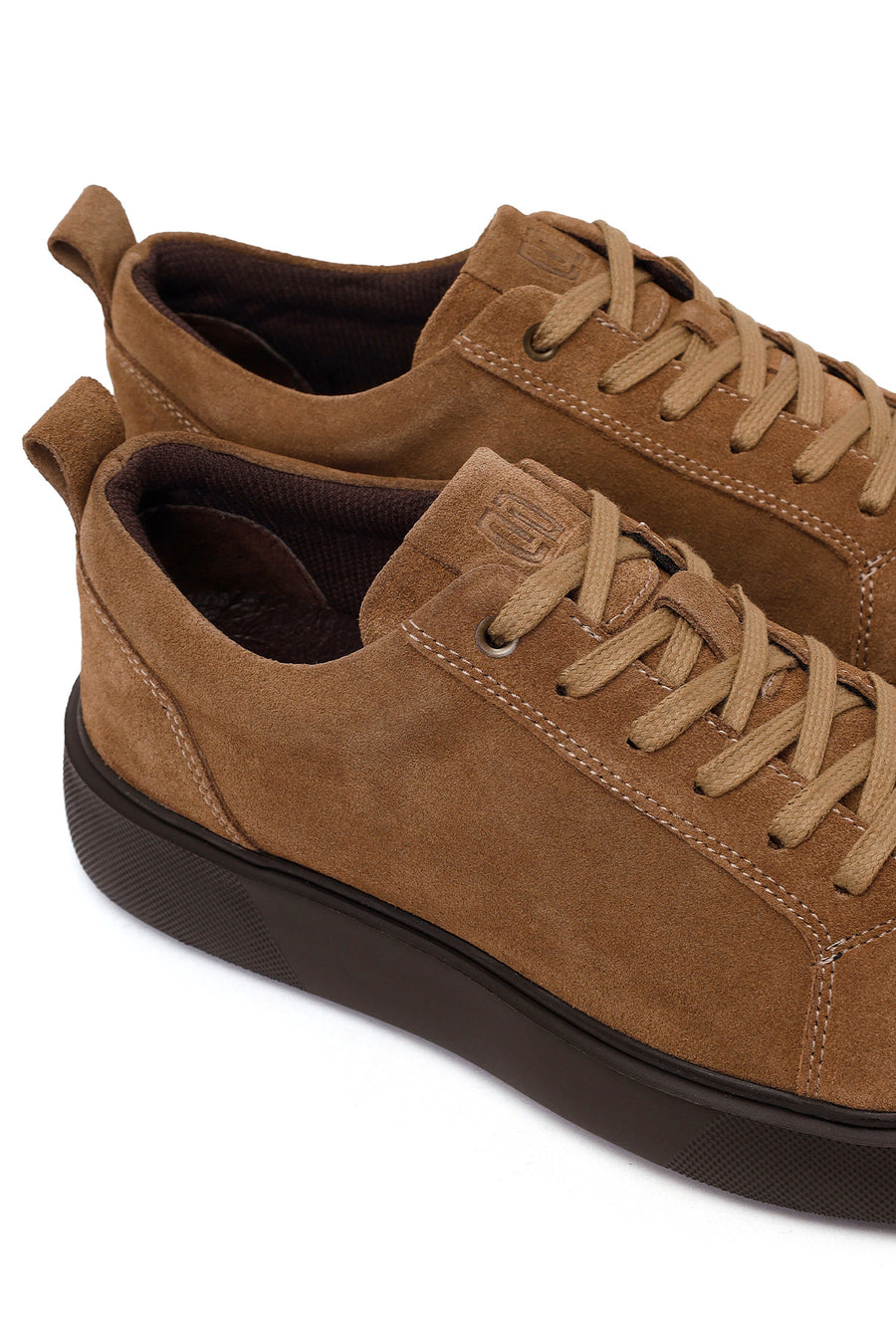 Erkek Kahverengi Bağcıklı Kalın Tabanlı Süet Deri Sneaker