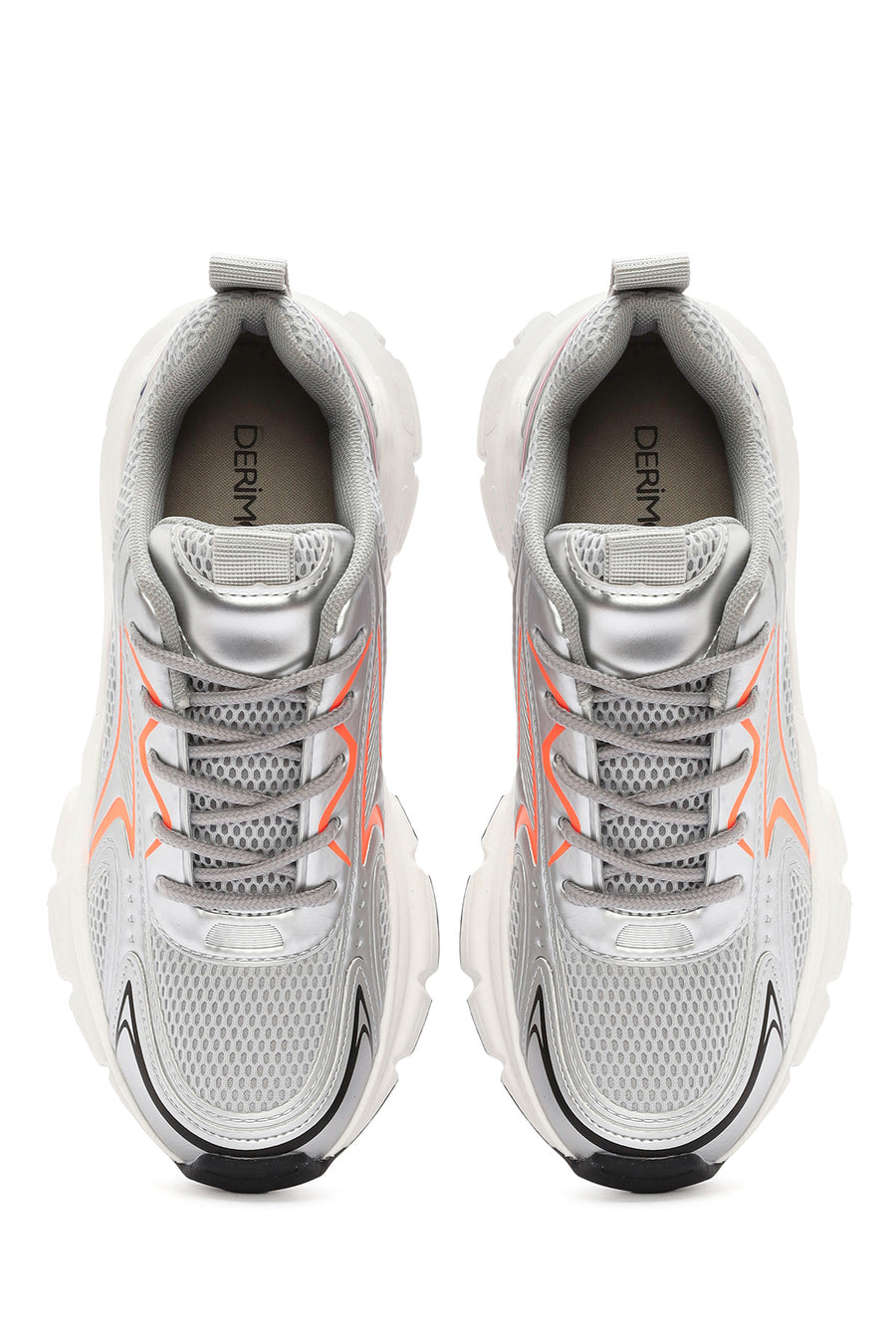 Women's Orange Chunky Sole Lace-Up Sneakers