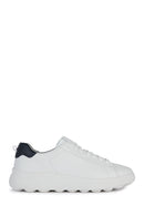 Geox Men's White Spherica Ec4.1 Lace-Up Leather Sports Sneaker | Derimod