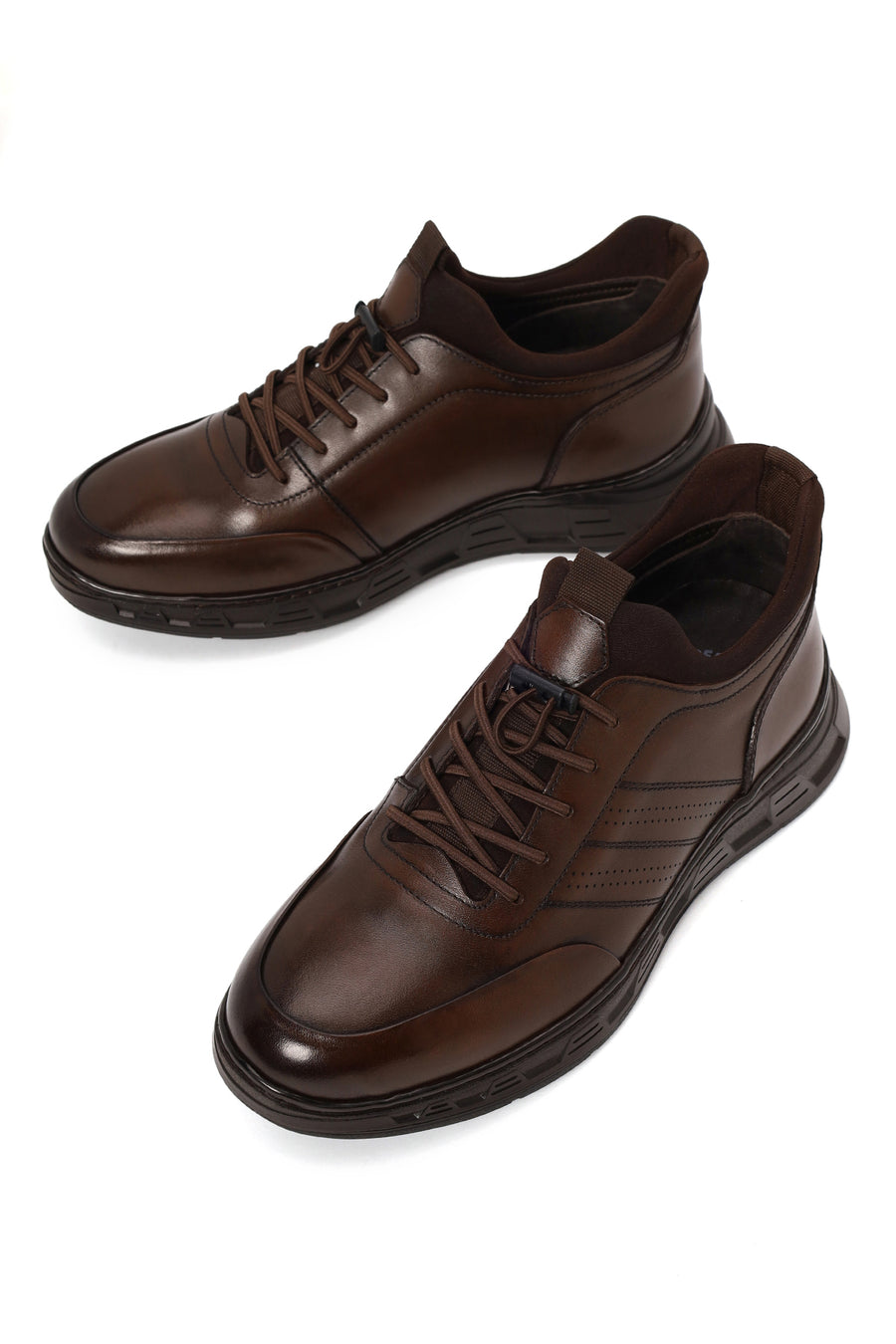 Derimod Fly Erkek Kahverengi Bağcıklı Kalın Tabanlı Deri Casual Sneaker