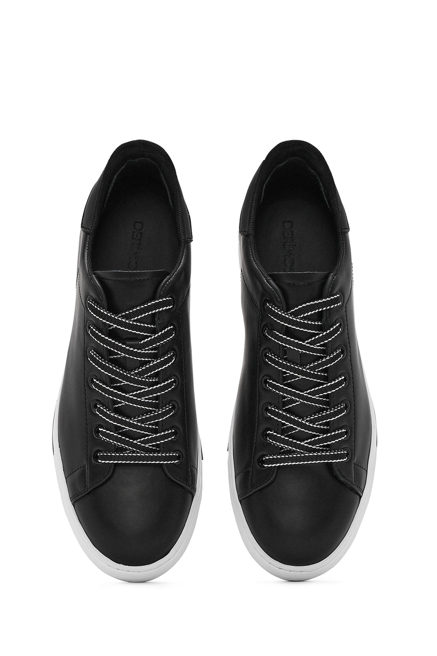 Men's Black Lace-up Leather Sneaker