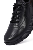 Erkek Siyah Bağcıklı Deri Casual Sneaker | Derimod