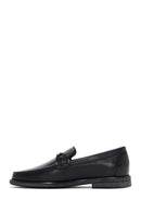 Men's Black Leather Printed Loafer | Derimod