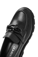 Women's Black Leather Masculine Loafer | Derimod