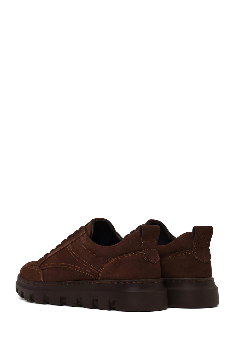 Male Brown Lace-Up Nubuck Leather Casual Sneaker