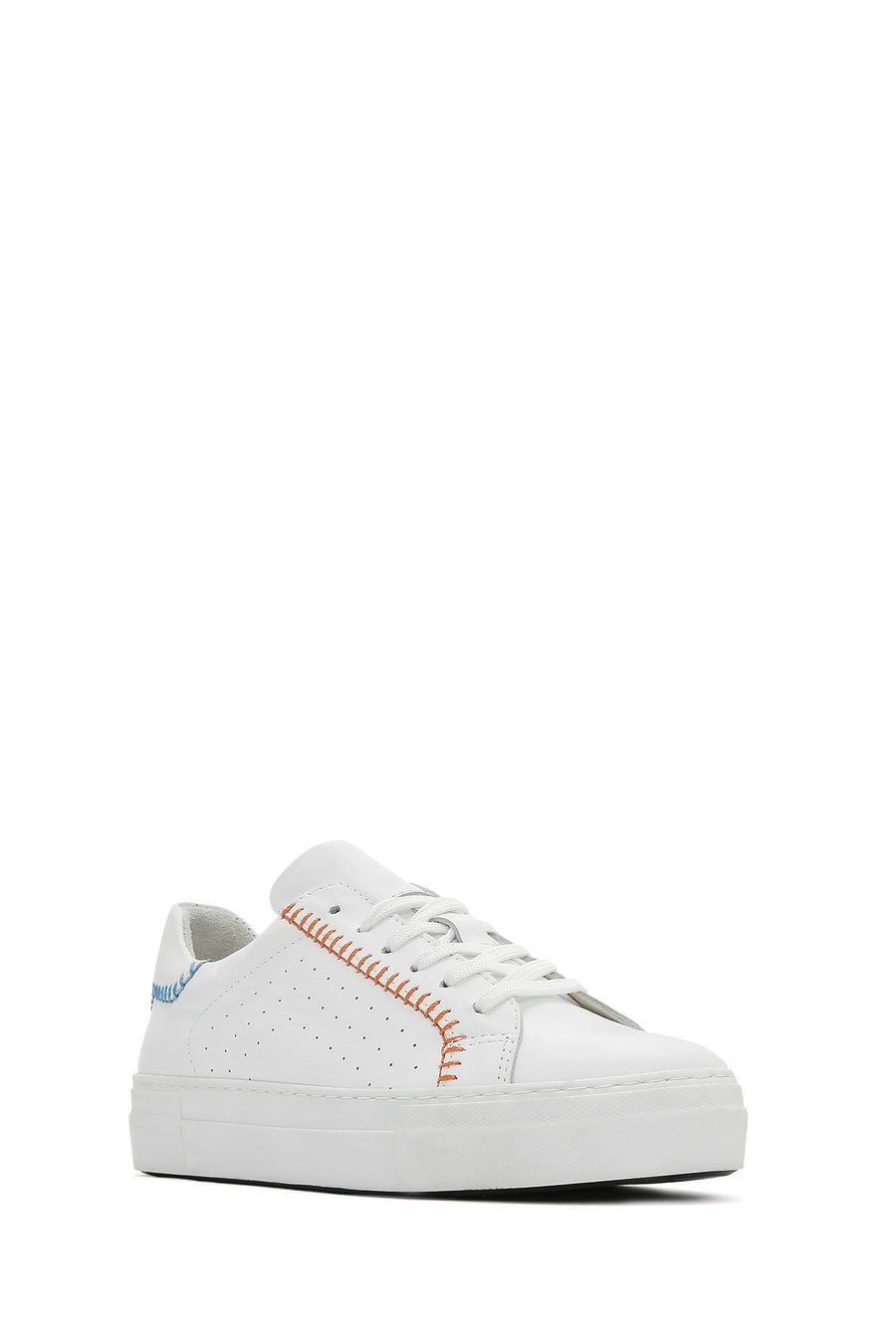 Women's White Lace-Up Leather Sneaker