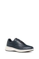 Geox Men's Navy Blue Spherica Ecub-3 Lace-Up Leather Sneaker | Derimod