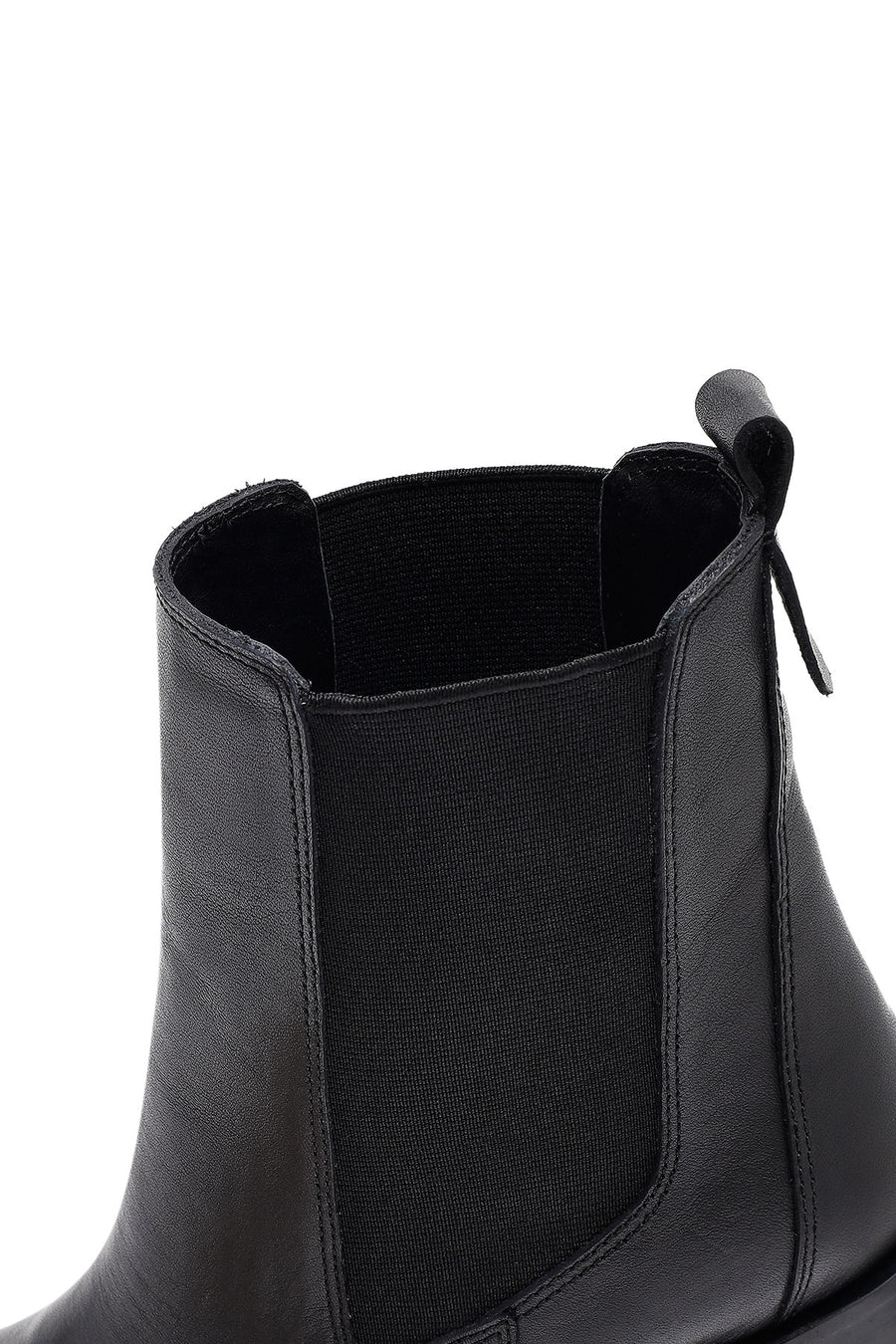 Women's Black Thick Heeled Leather Chelsea Boot