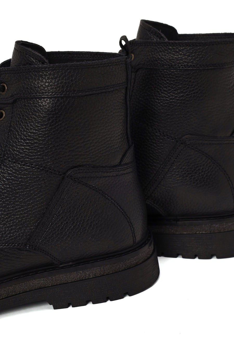 Male Black Lace-up Leather Casual Boots