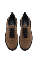 Erkek Vizon Bağcıklı Nubuk Deri Sneaker | Derimod