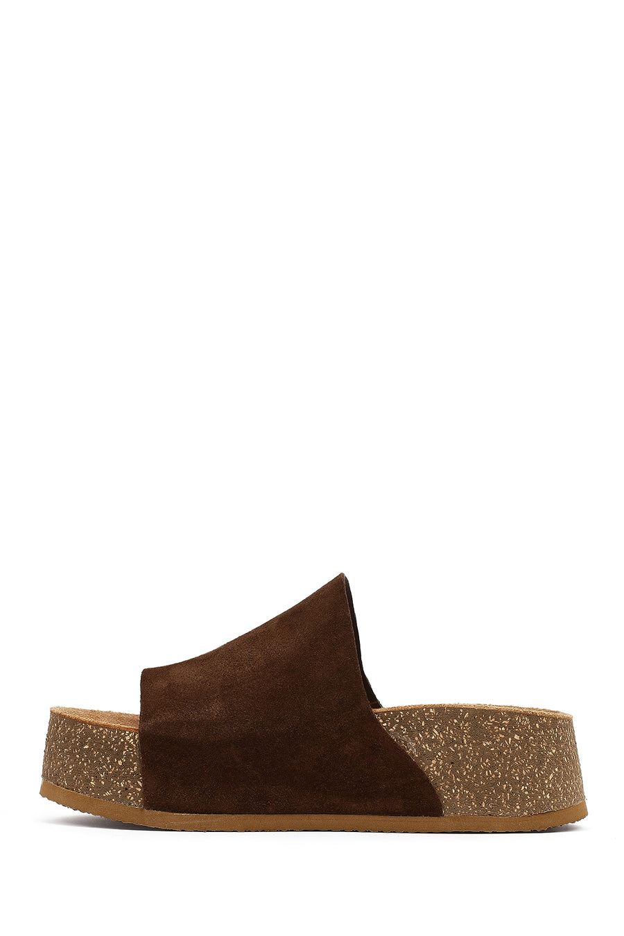 Women's Brown Thick-Soled Suede Leather Slippers