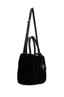 Women's Black Long Strap Plush Handbag | Derimod