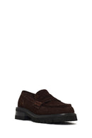 Woman Brown Thick-Soled Suede Loafer | Derimod