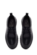 Male Black Lace-Up Thick-Soled Leather Casual Shoes | Derimod