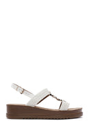 Women's White Thick-Sole Knitted Sandals | Derimod