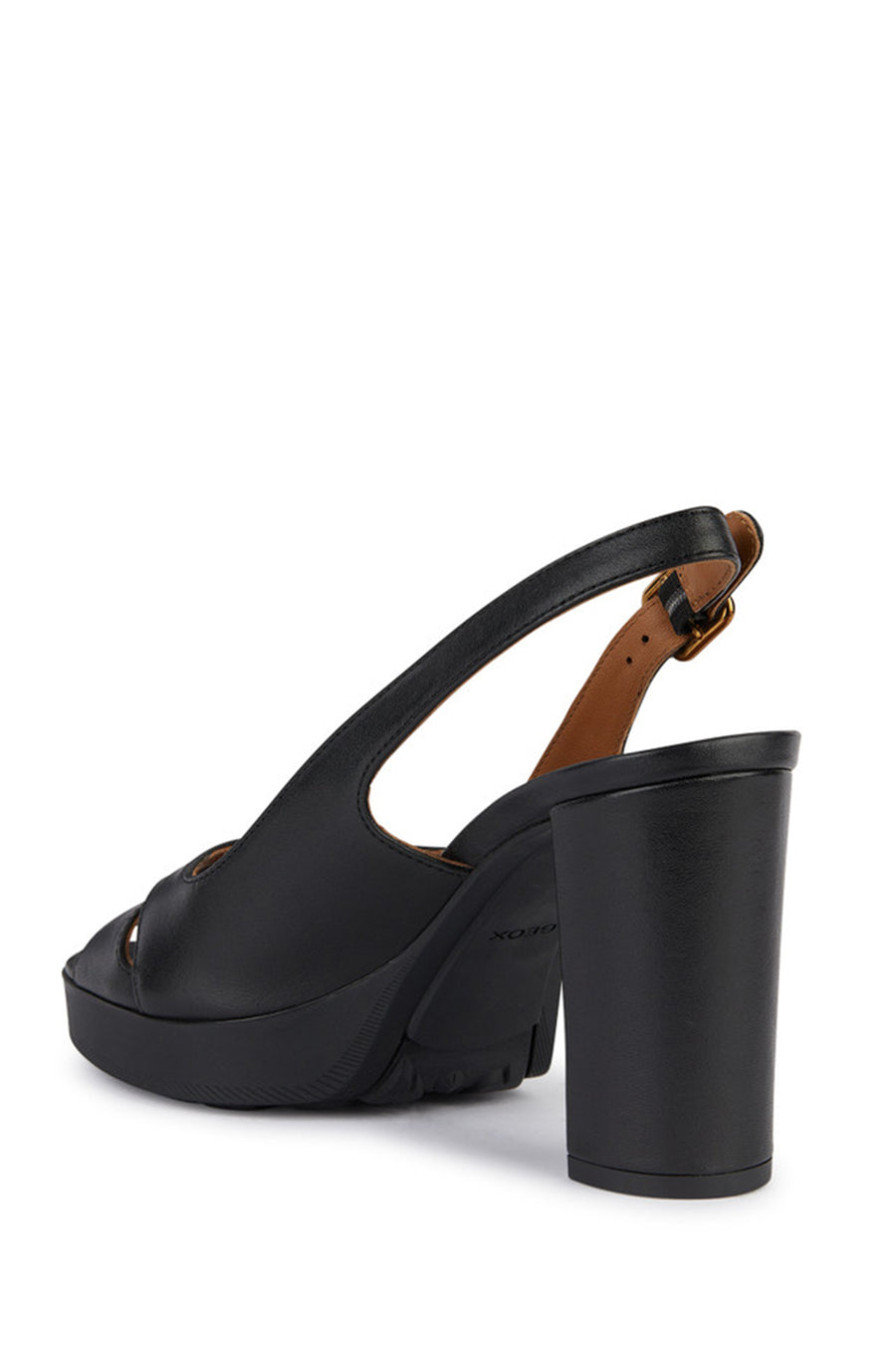 Geox Kadın Siyah Walk Pleasure 85S Arkadan Tokalı Kalın Topuklu Deri Ayakkabı