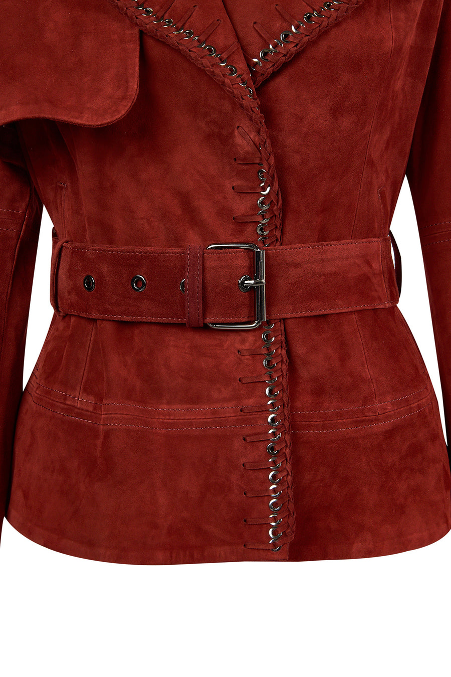 Patricia Woman Burgundy Biker Suede Jacket