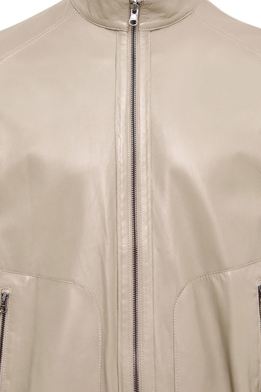 Suarez Men's Beige Mandarin Collar Suede Leather Jacket
