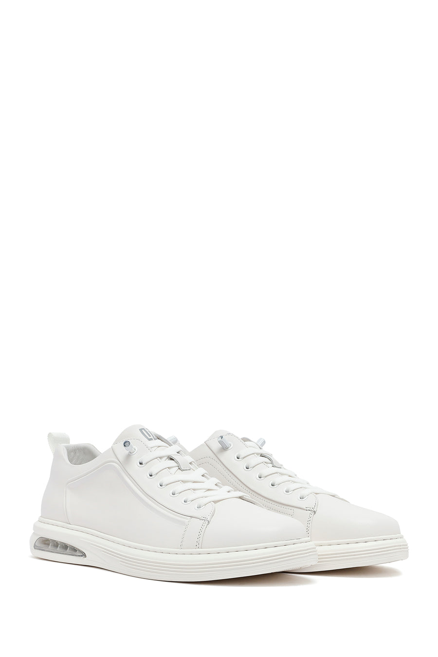 Male White Lace-Up Leather Sneaker