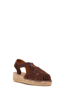 Women's Brown Suede Leather Espadrille Sandals | Derimod
