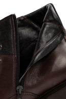 Men's Brown Lace-Up Zipper Detailed Leather Casual Boots | Derimod