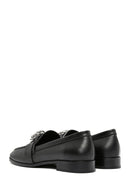 Women's Black Buckled Leather Masculine Loafer | Derimod