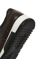 Erkek Kahverengi Bağcıklı Deri Sneaker | Derimod