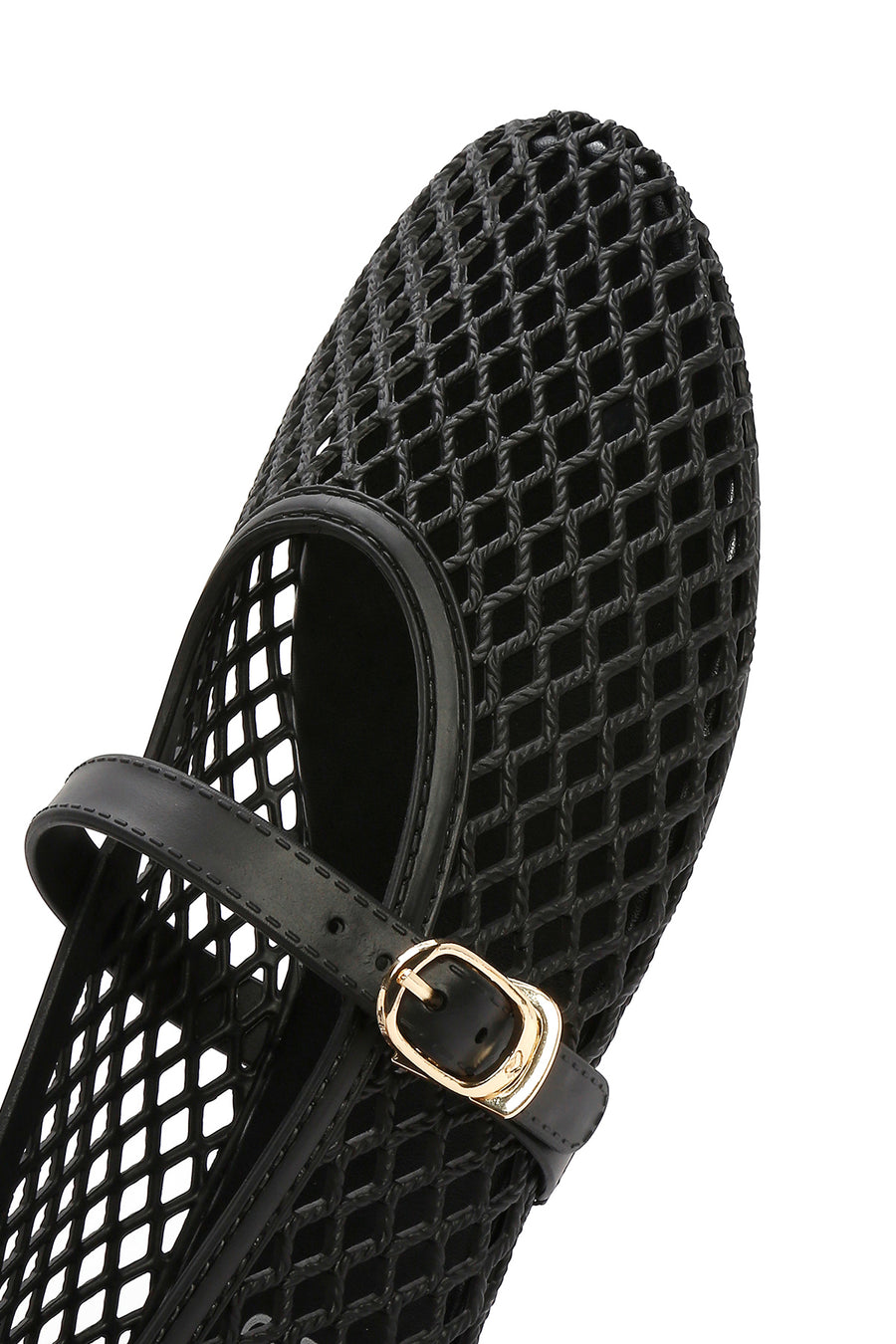 Women's Black Buckled Jelly Ballerinas