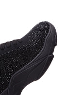 Women's Black Stone Thick Soled Sneaker | Derimod