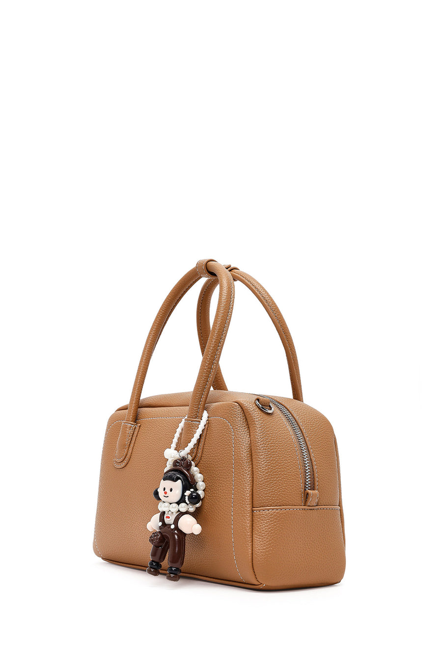 Women's Tan Long Strap Charm Handbag