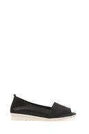 Black Open Toe Women's Leather Shoes | Derimod