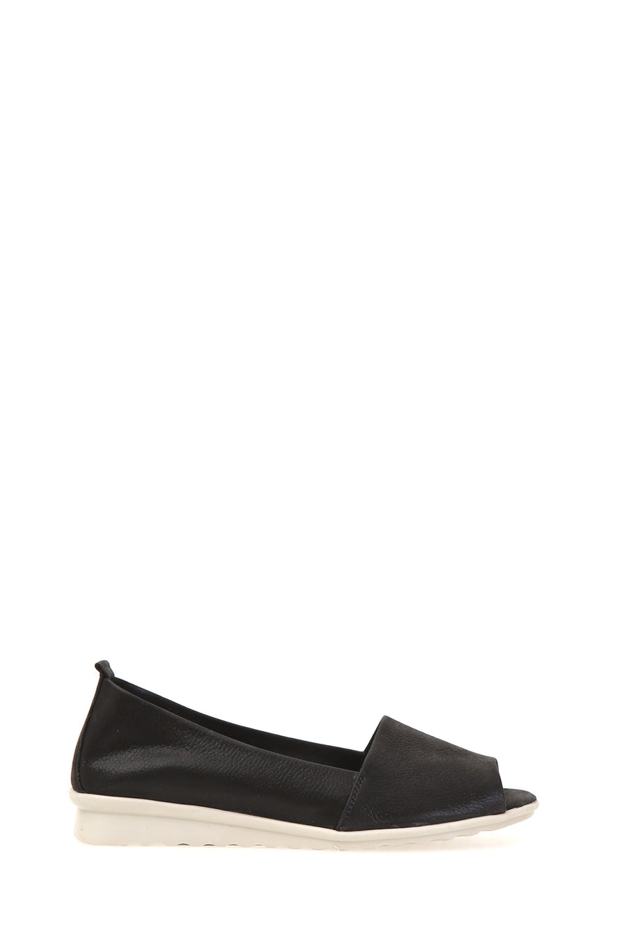 Black Open Toe Women's Leather Shoes