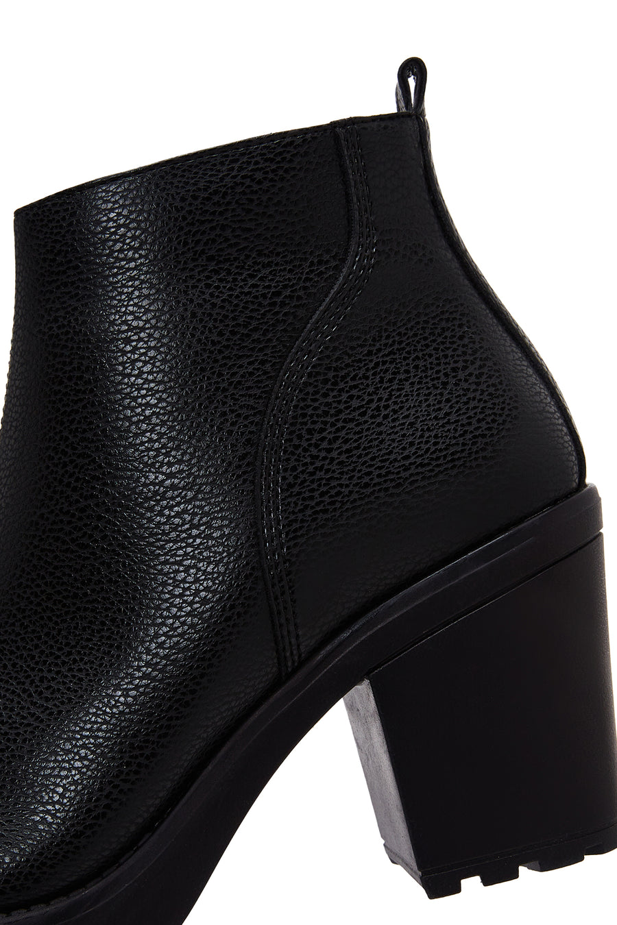Women's Black Zippered Chunky Heel Boots