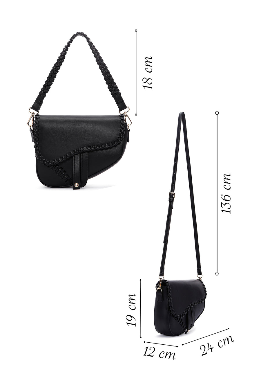 Women's Black Long Strap Shoulder Bag