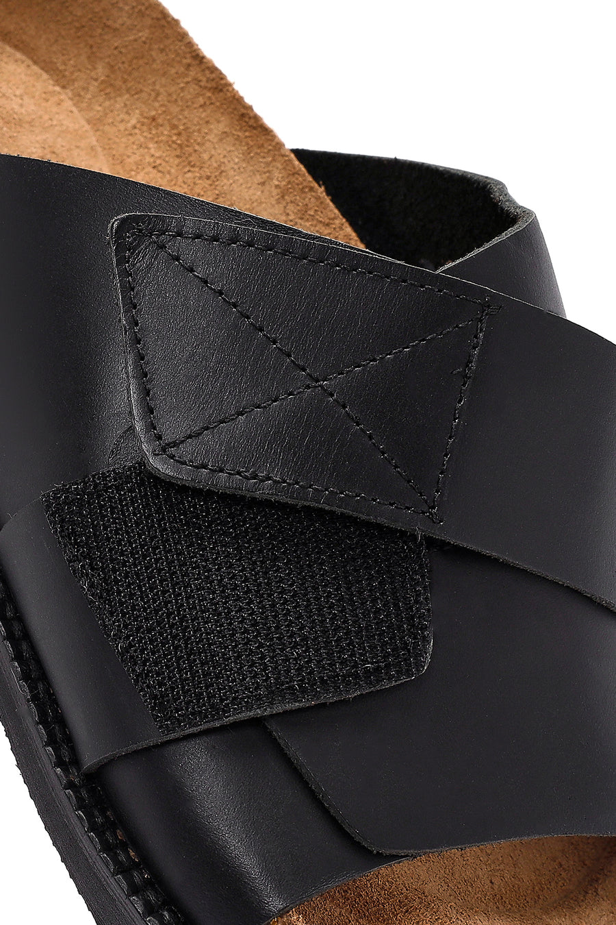 Women's Black Strappy Leather Slippers