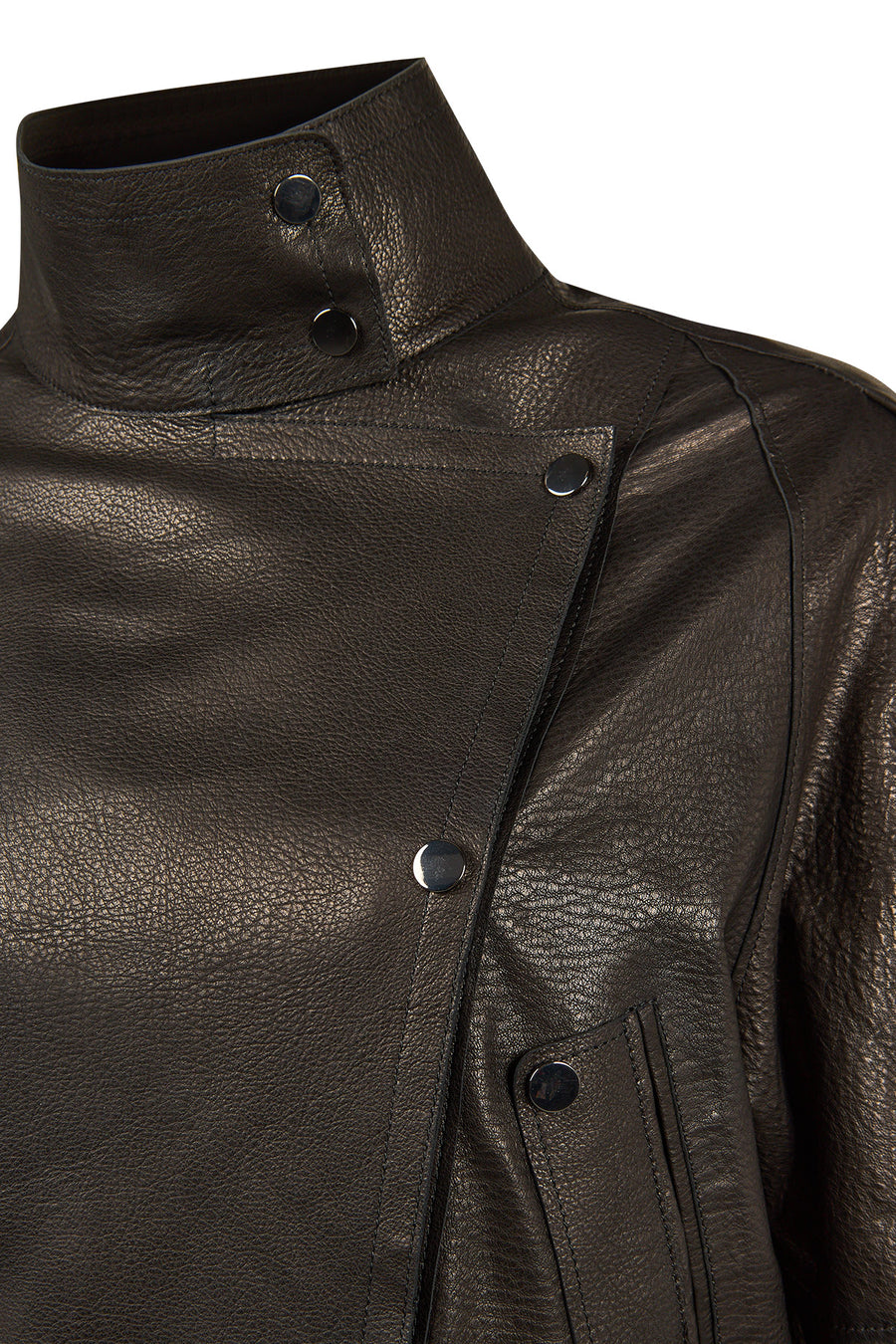Torino Woman Black Oversized Leather Biker Jacket