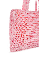 Women's Pink Straw Knitted Shoulder Bag | Derimod